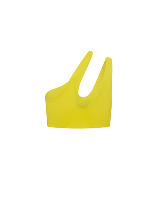 Yellow Teardrop Cut Out One Shoulder Bikini Top