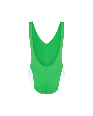 Green Shark Print Plunge Swimsuit