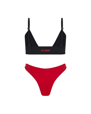 Red High Rise Brazillian Bikini Bottom