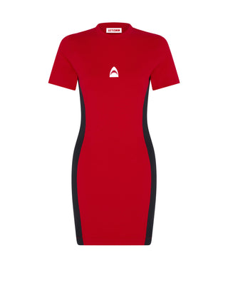 Red Shark Logo Contour Bodycon Dress