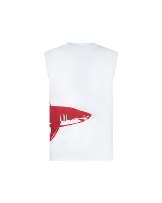 White Shark Print Tank Top