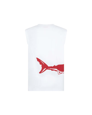 White Shark Print Tank Top