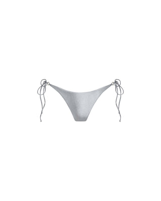 Silver Metallic Tie Side Bikini Bottom