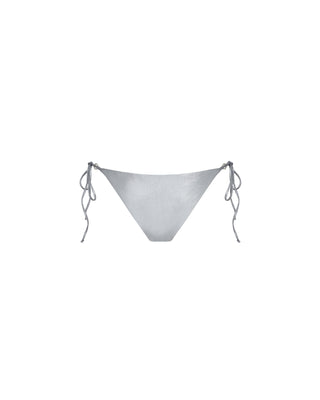 Silver Metallic Tie Side Bikini Bottom