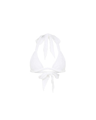 White Shark Jacquard Towelling Triangle Bikini Top