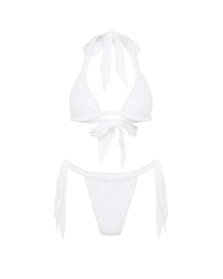 White Shark Jacquard Towelling Triangle Bikini Top