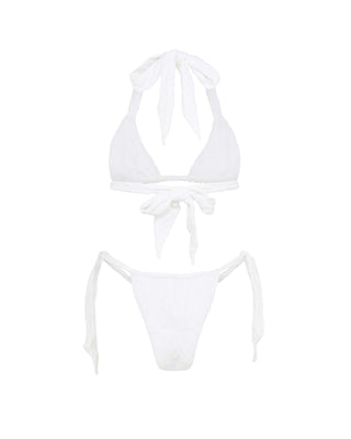 White Shark Jacquard Towelling Triangle Bikini Top