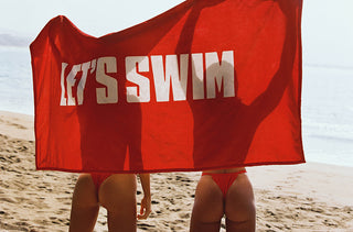 Red LET'S SWIM Towel