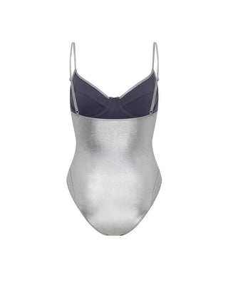 Silver Metallic Wired Balconette Swimsuit