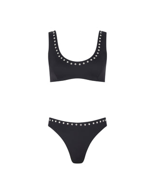 Black Studded Bikini Top