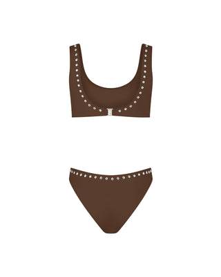 Brown Studded Bikini Top