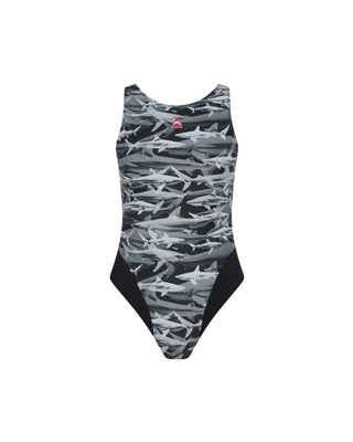 Shark Print Open Back Swimsuit