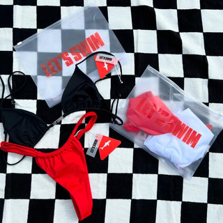 Red Ruched Bikini Bottom