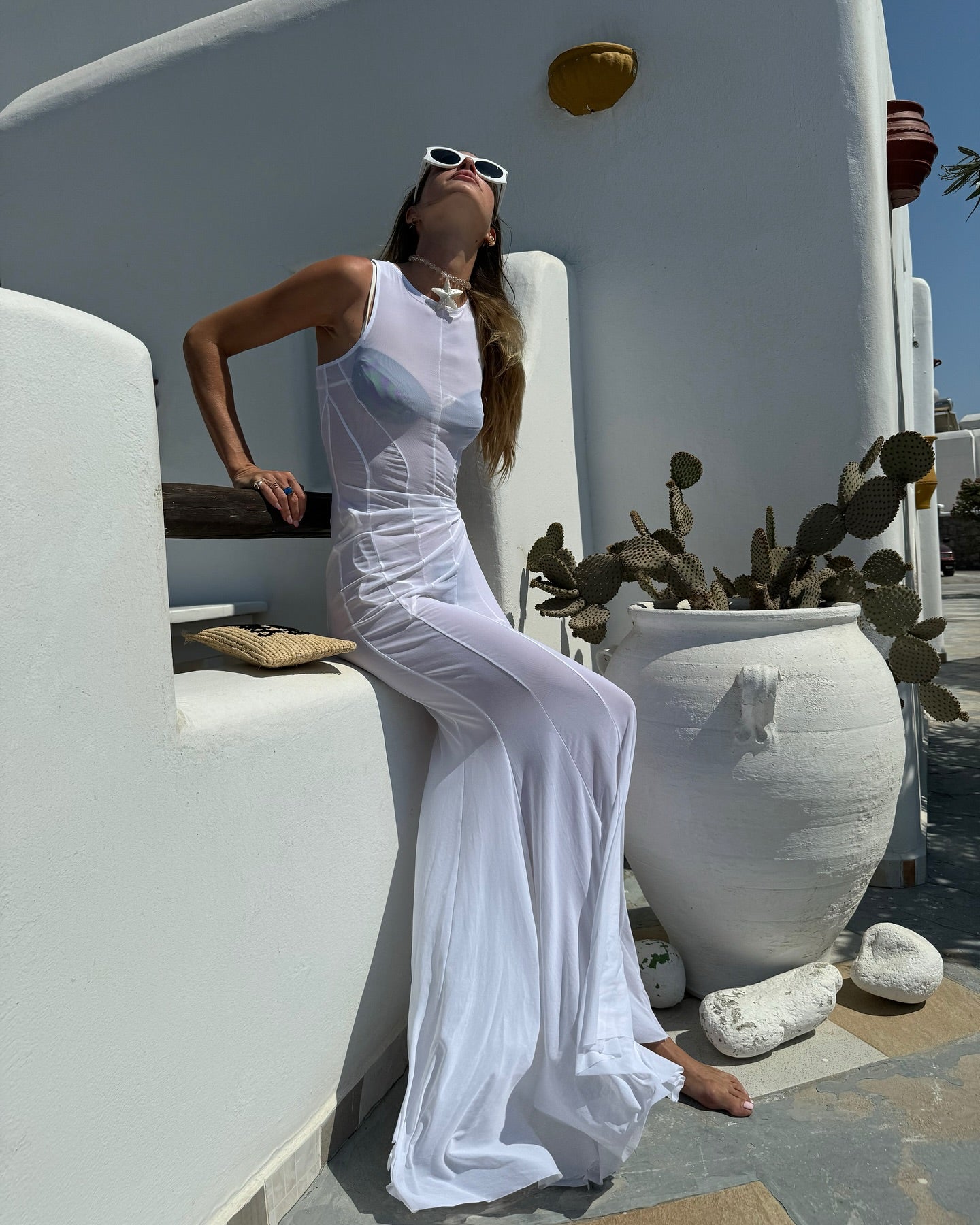 White Mesh Maxi Dress Lets Swim White Mesh Maxi Dress Lets Swim